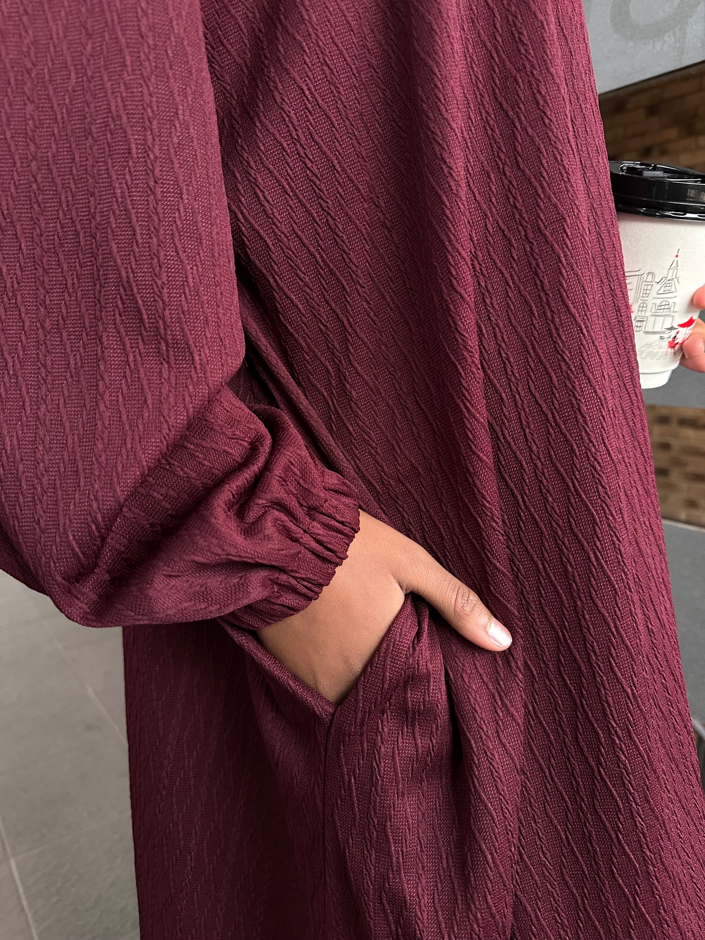 Burgundy Knit Abaya