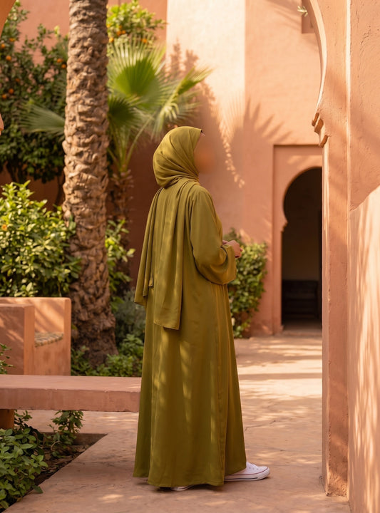 Zaytouna Abaya Set (Olive Green)