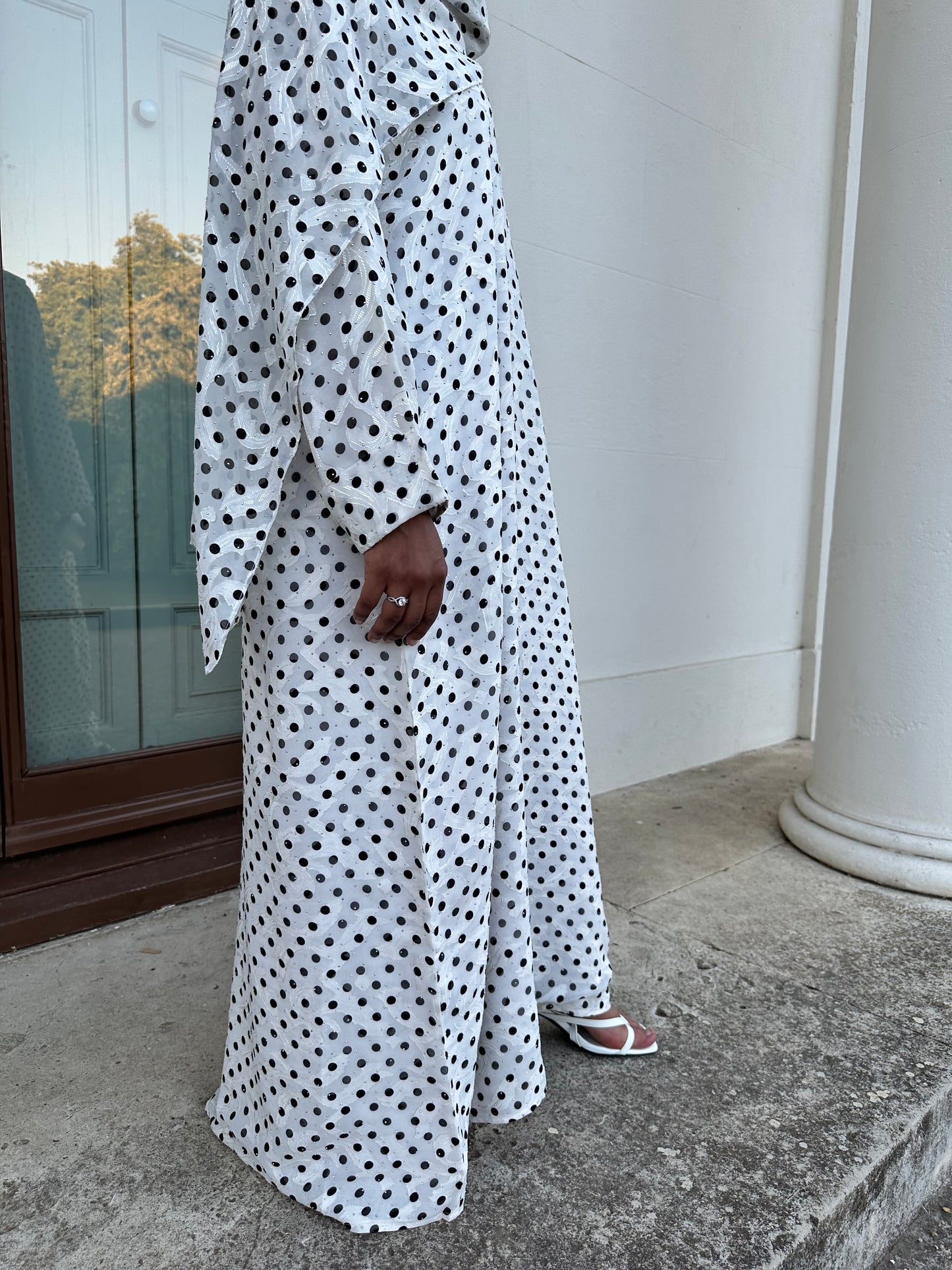 Polka Dot Rhinestone Dress Set (Slim Cut)