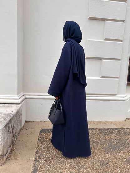 Midnight Navy Wool Abaya Kimono