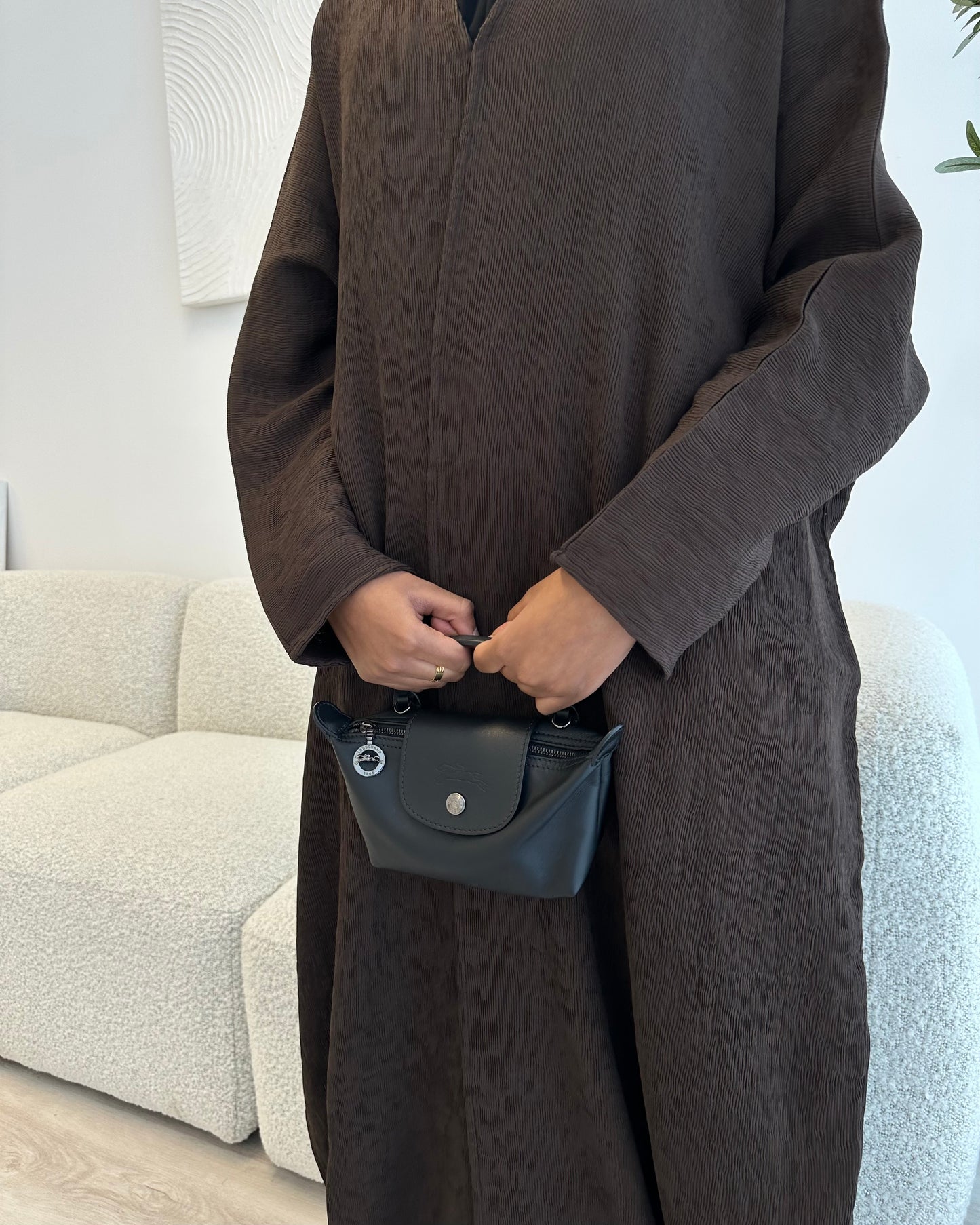 Lumière Charcoal Brown Abaya