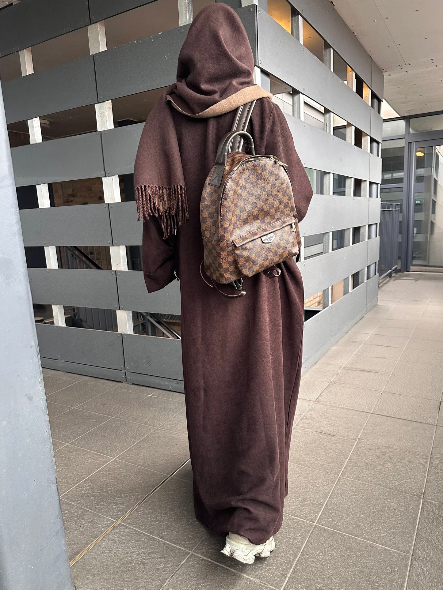 Espresso Brown Open Corduroy Abaya
