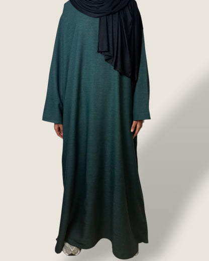 Closed Bottle Green Linen Abaya