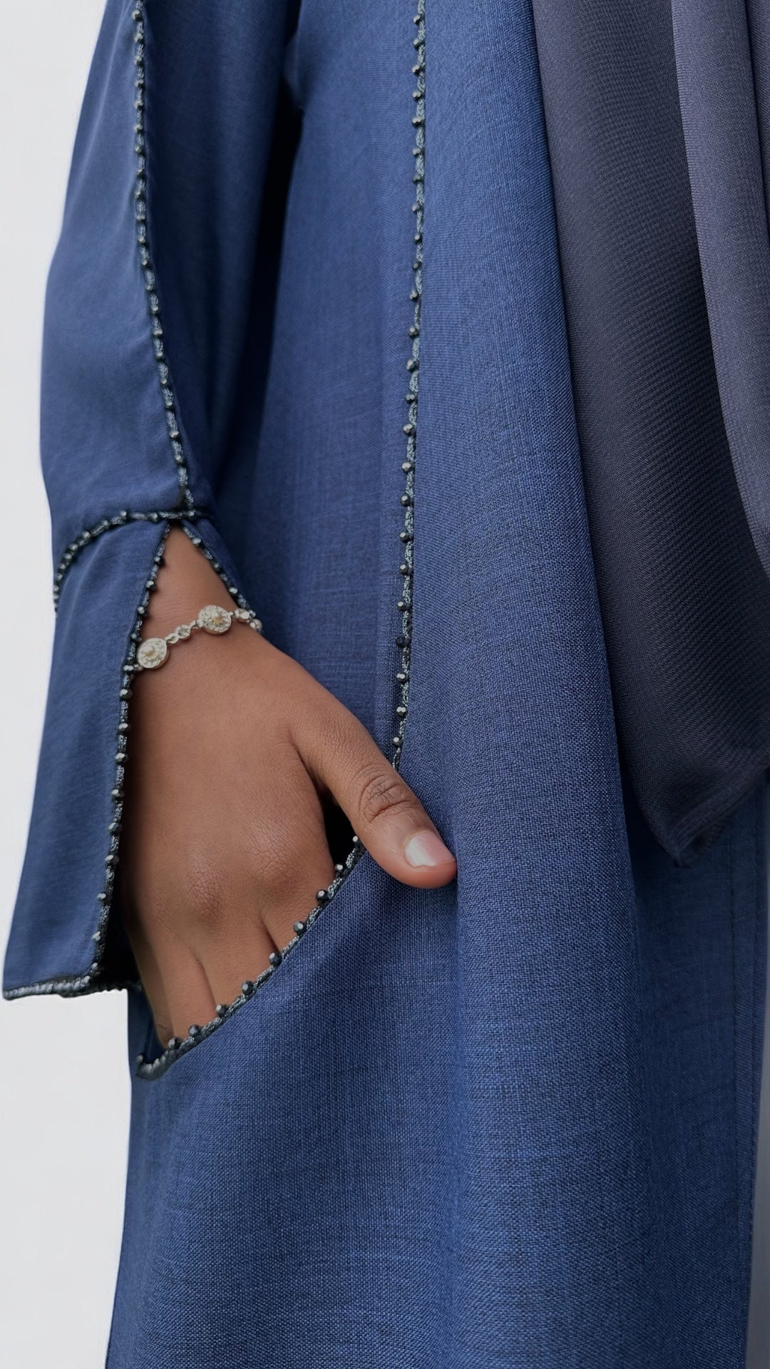 Elegance in Blue Open Abaya