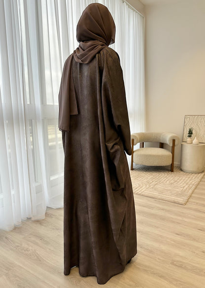 Mocha Taupe Jacquard Oversized Abaya