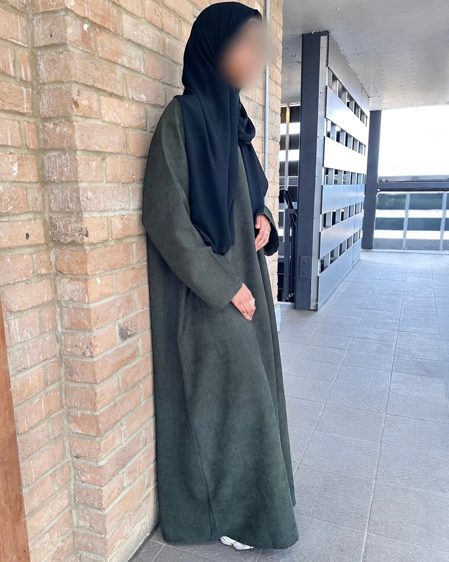 Olive Green Corduroy Closed Abaya