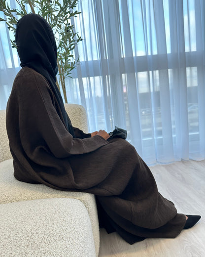 Lumière Charcoal Brown Abaya
