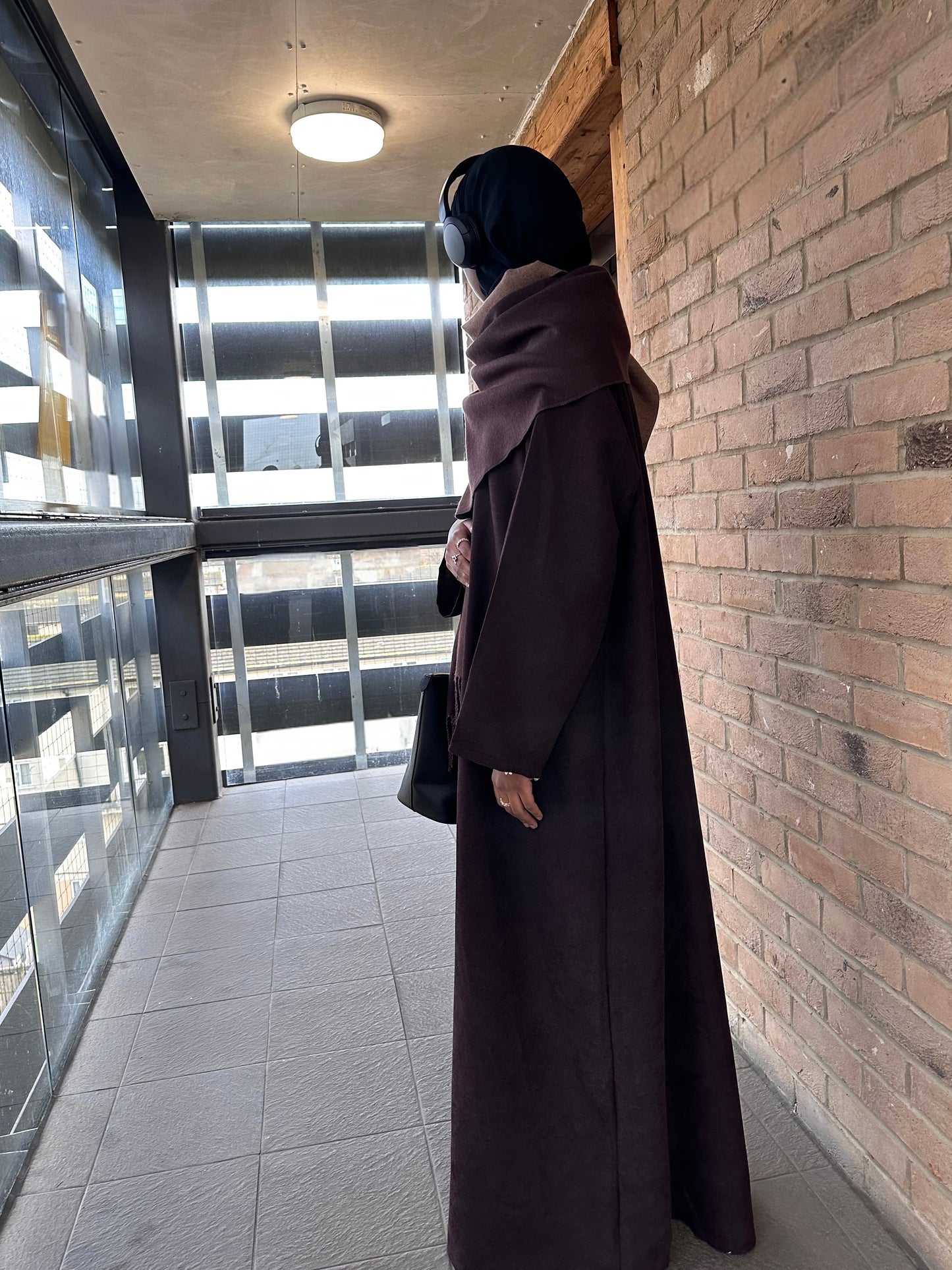 Espresso Brown Closed Corduroy Abaya