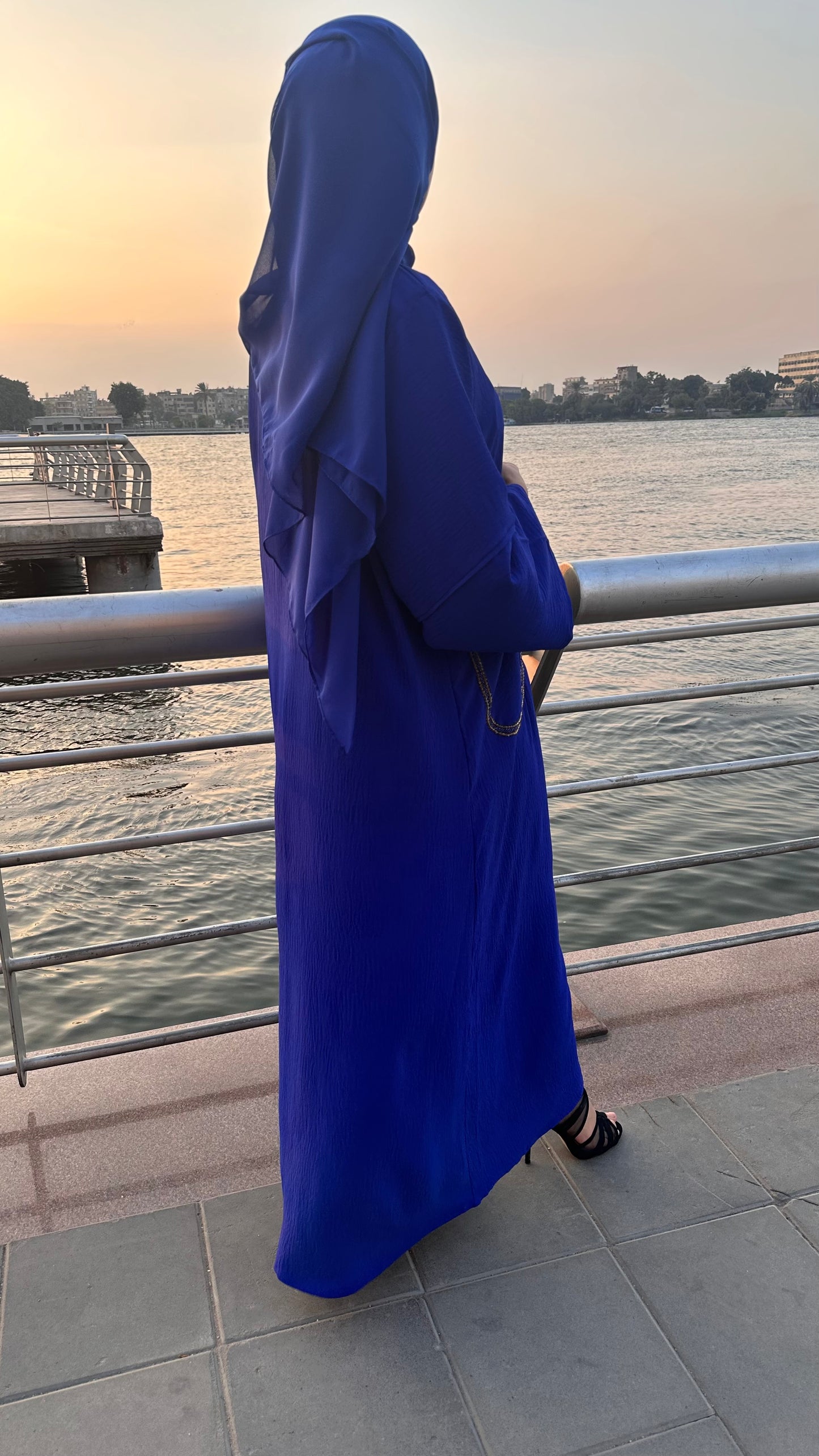 Royal Blue Beads Luxe Abaya Set