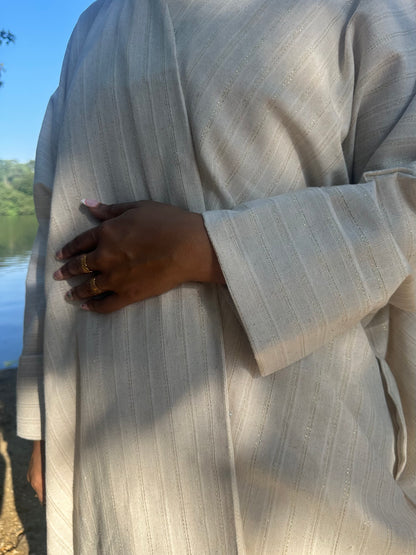 Golden Whisper Linen Kimono Abaya