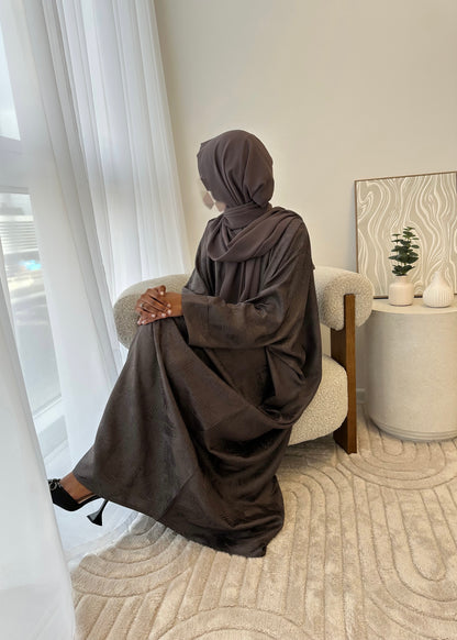 Mocha Taupe Jacquard Oversized Abaya