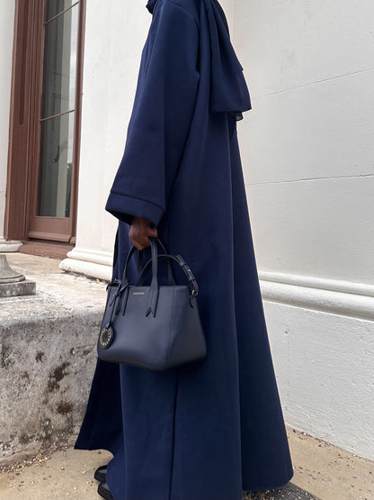 Midnight Navy Wool Abaya Kimono