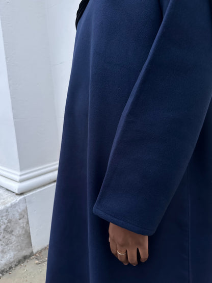 Navy Soft Wool Melton Abaya Dress