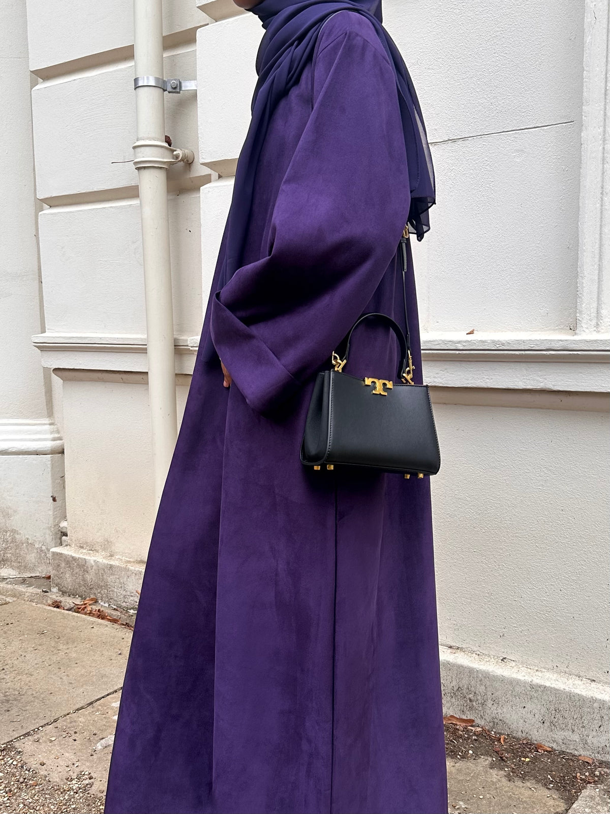 Deep Royal Purple Suede Closed Abaya