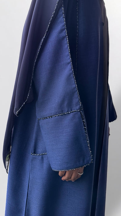 Elegance in Blue Open Abaya