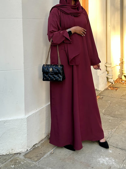 Burgundy Elegance Closed Abaya Set