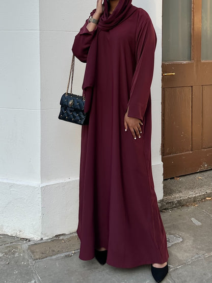 Burgundy Elegance Closed Abaya Set