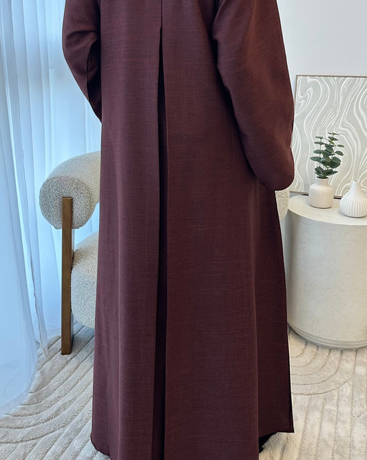 Burgundy Linen Abaya Set