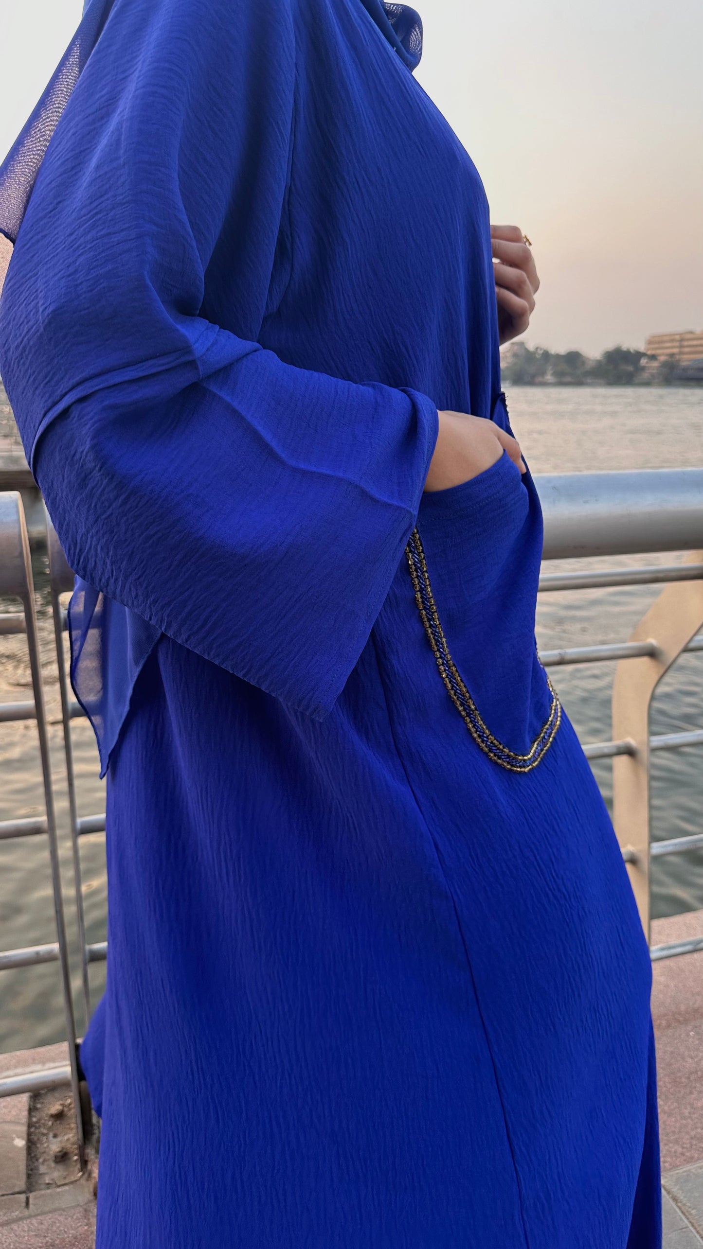 Royal Blue Beads Luxe Abaya Set