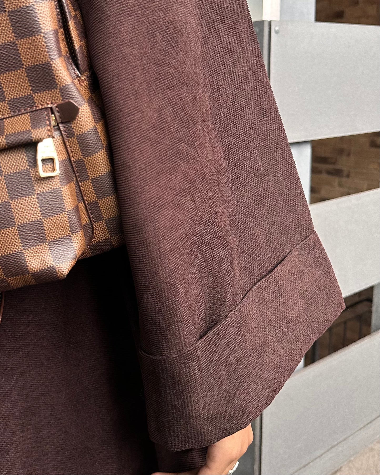 Espresso Brown Open Corduroy Abaya