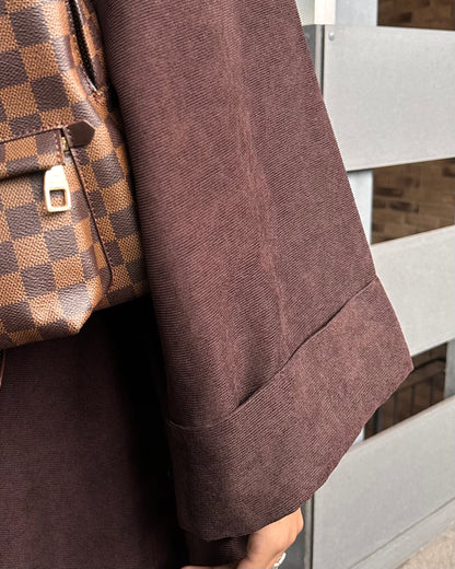 Espresso Brown Open Corduroy Abaya