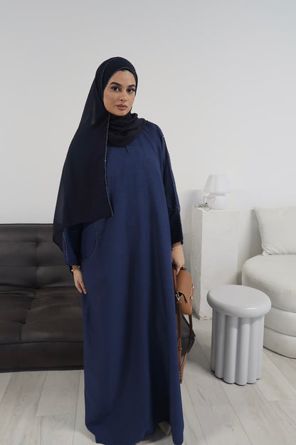 Elegance in Blue Closed Abaya