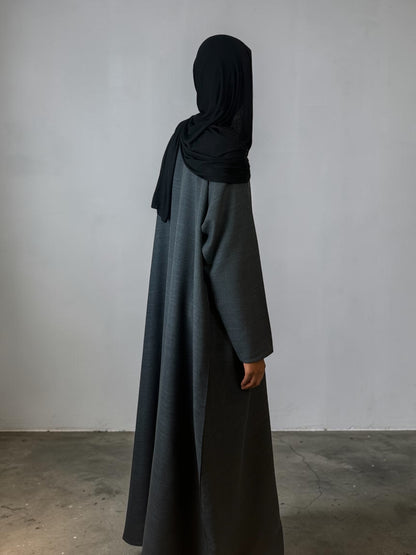 Closed Grey Linen Abaya