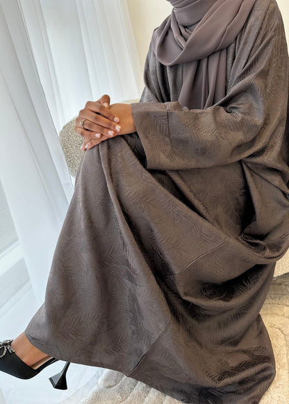 Mocha Taupe Jacquard Oversized Abaya