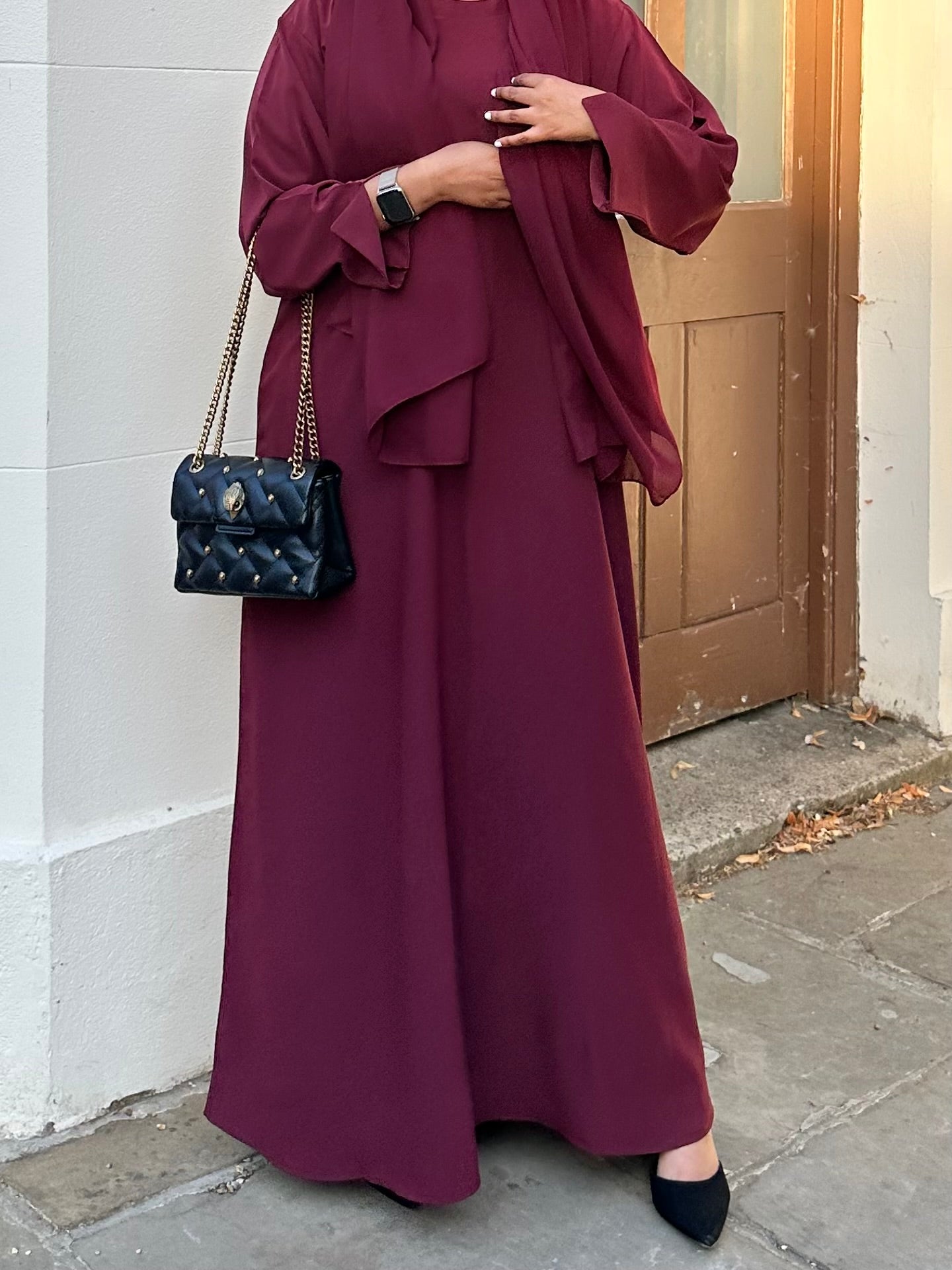 Burgundy Elegance Closed Abaya Set