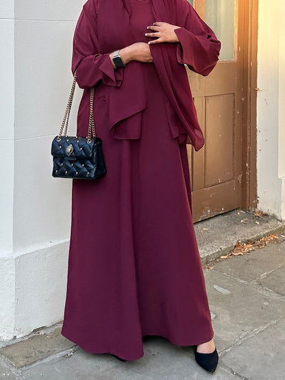 Burgundy Elegance Closed Abaya Set