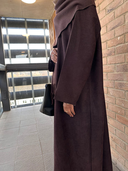 Espresso Brown Closed Corduroy Abaya
