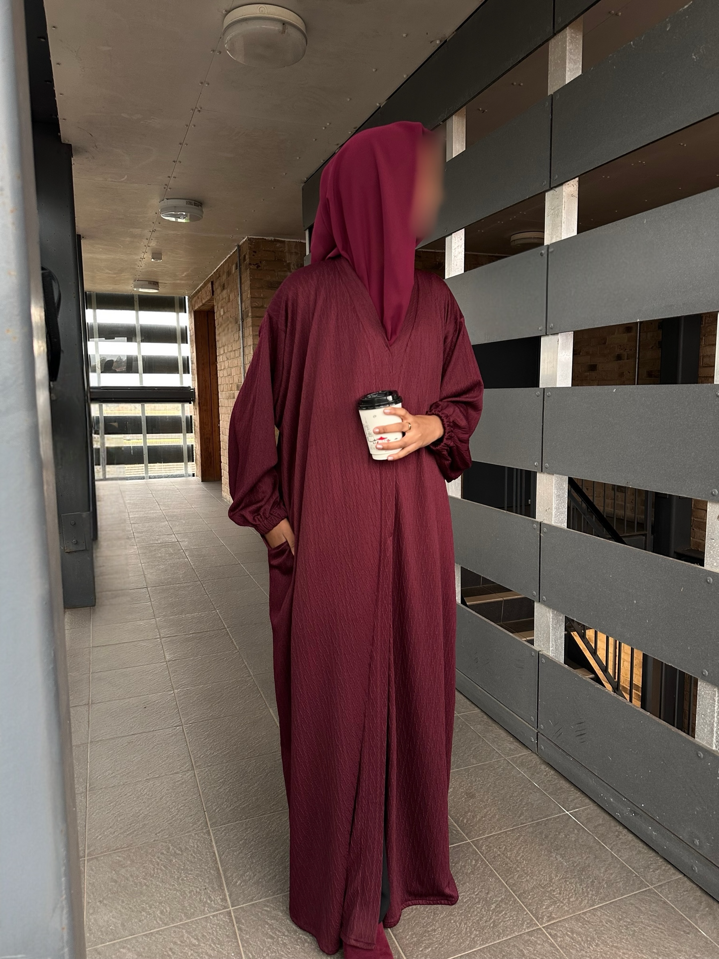 Burgundy Knit Abaya