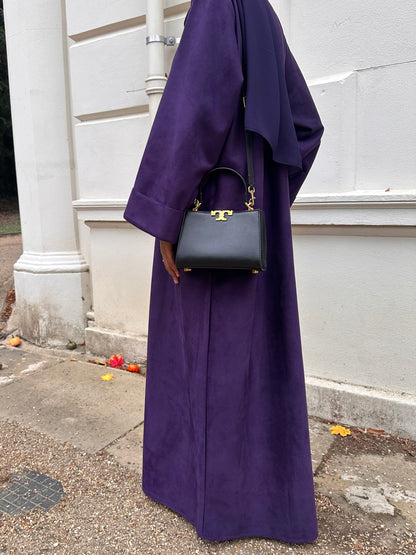 Deep Royal Purple Suede Closed Abaya