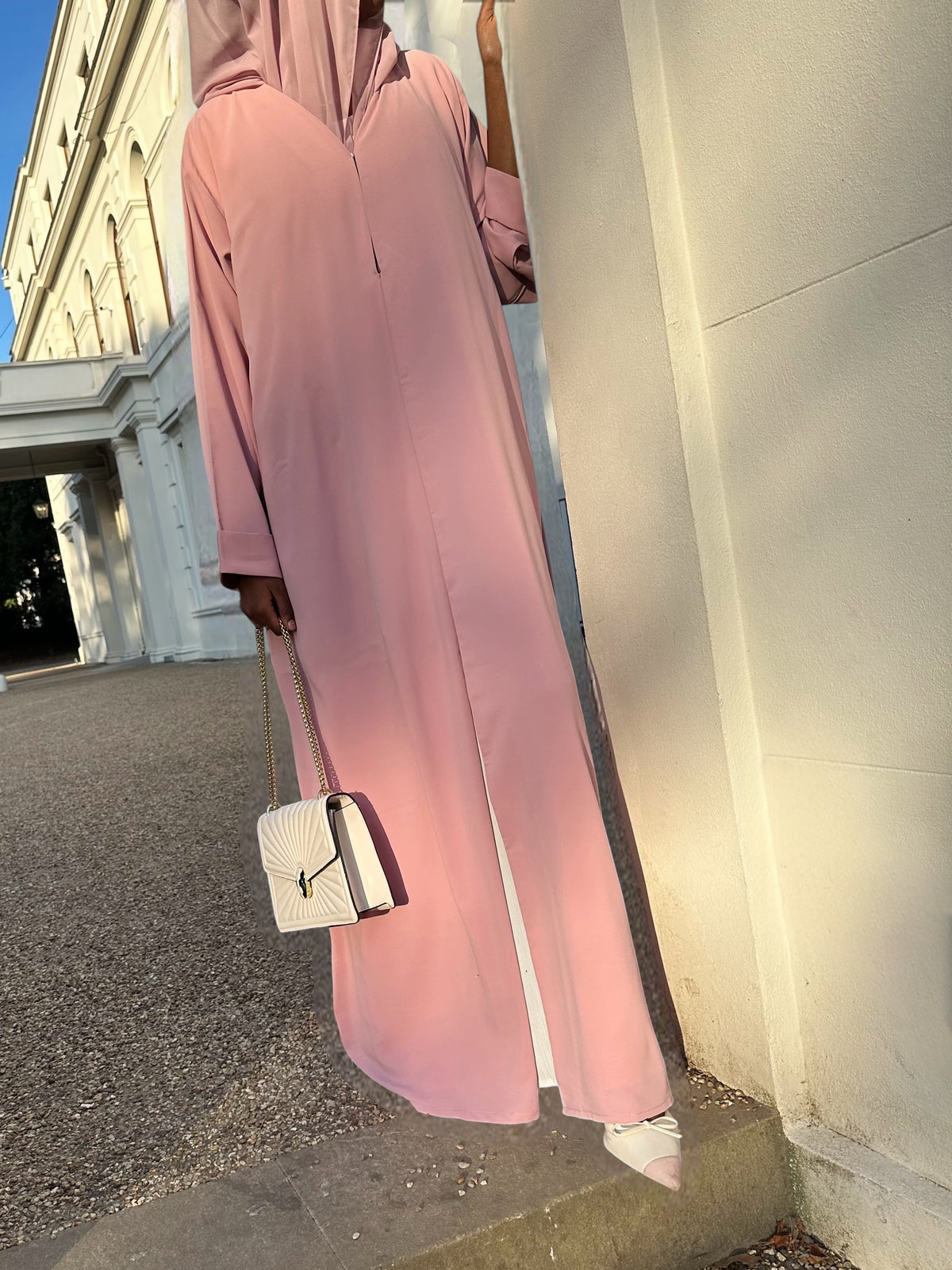 Blush Elegance Open Abaya Set