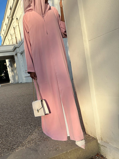Blush Elegance Open Abaya Set