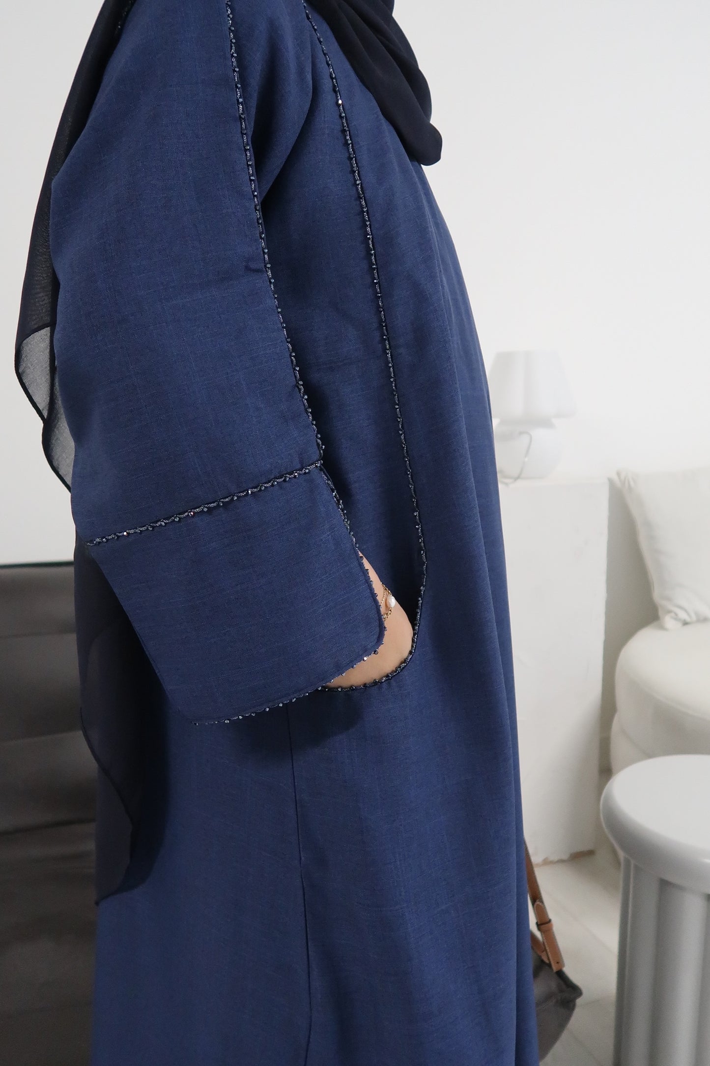 Elegance in Blue Closed Abaya