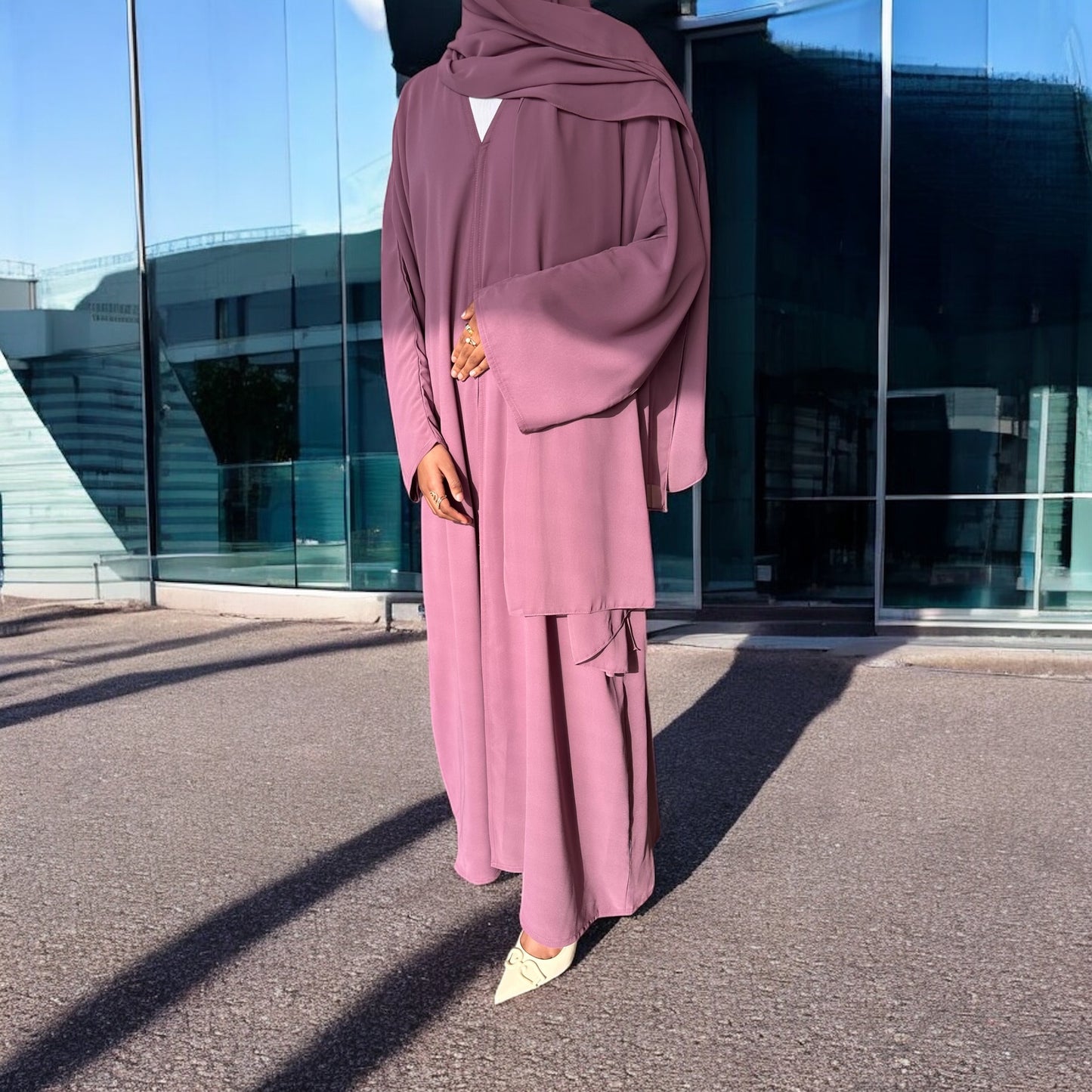 Faded Purple Chiffon Abaya Set