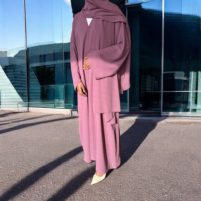 Faded Purple Chiffon Abaya Set