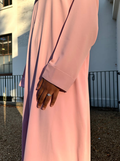 Blush Elegance Open Abaya Set
