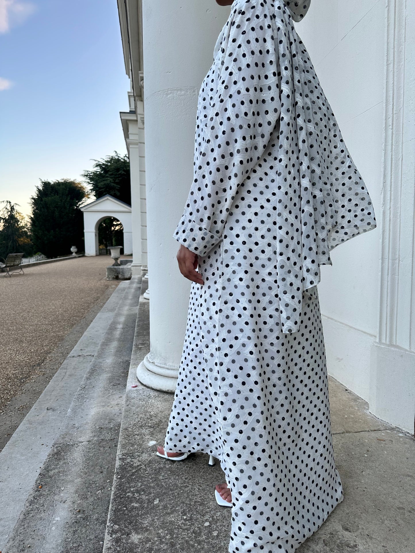 Polka Dot Rhinestone Dress Set (Slim Cut)