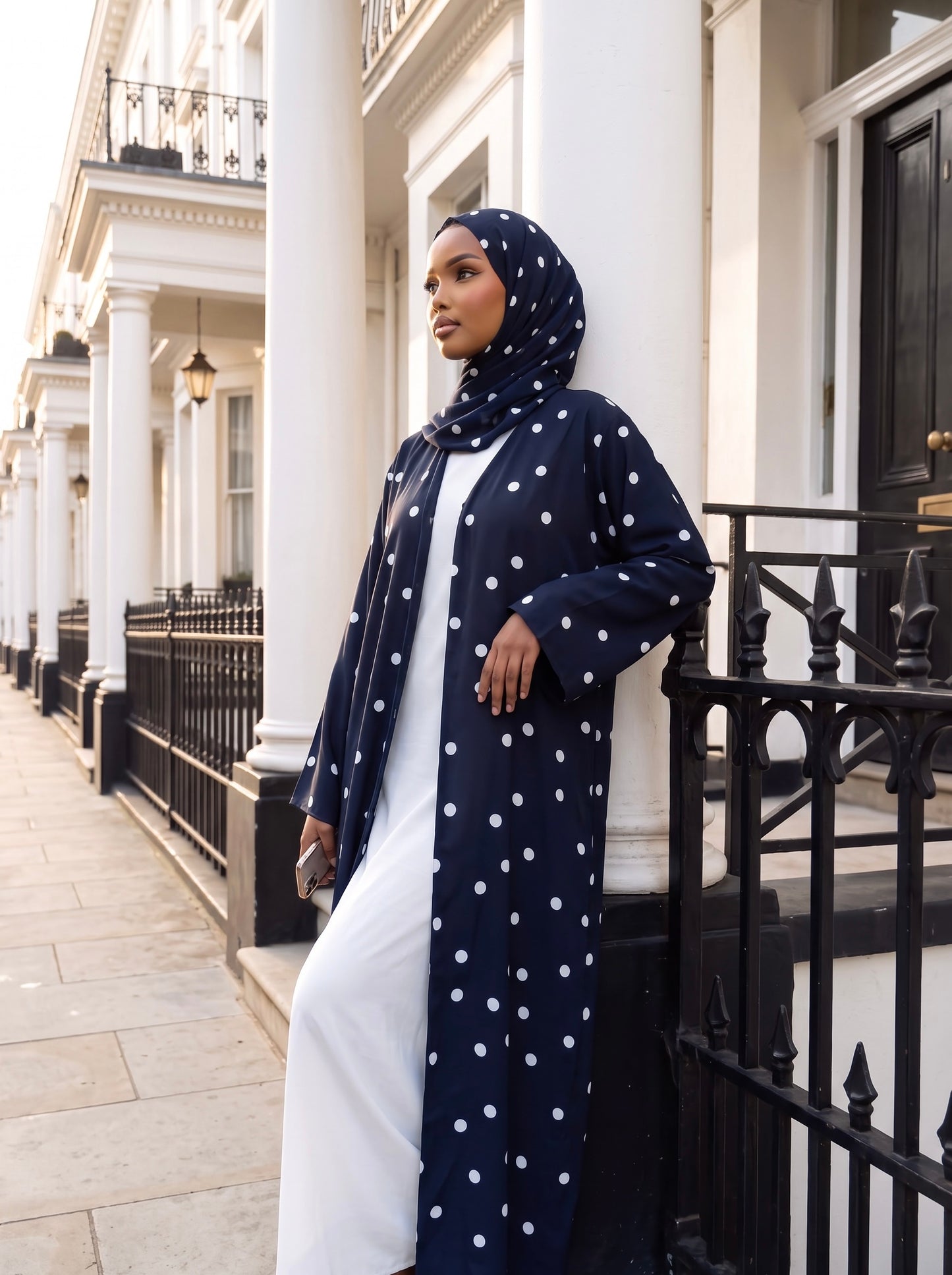 Sapphire Navy Polka Abaya Set