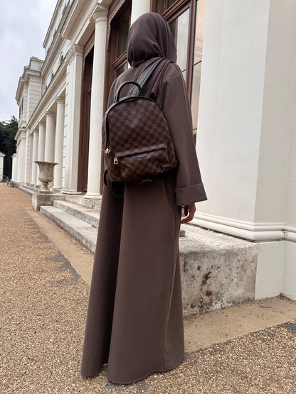 Taupe Brushed Twill Open Abaya Kimono