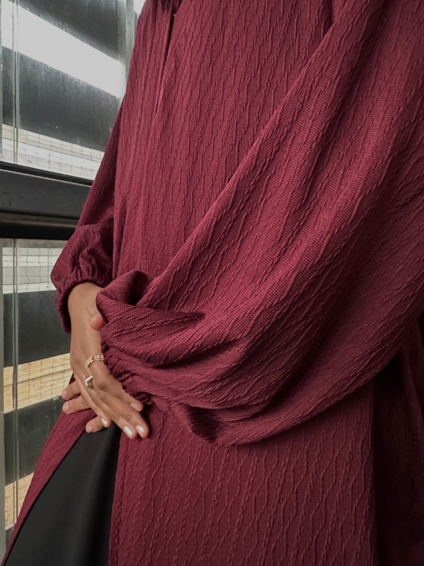 Burgundy Knit Abaya