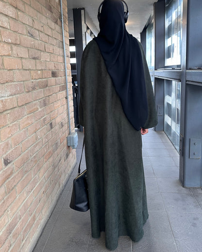 Olive Green Corduroy Closed Abaya