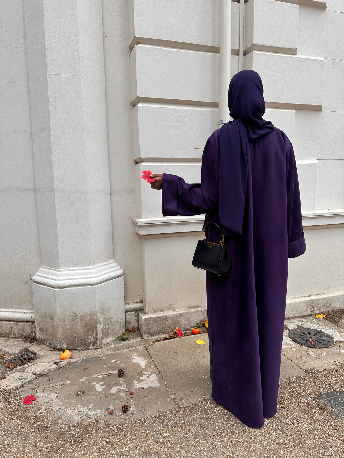 Deep Royal Purple Suede Closed Abaya
