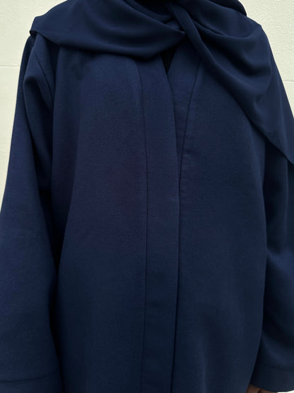 Midnight Navy Wool Abaya Kimono