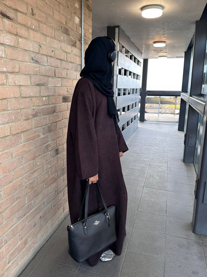 Espresso Brown Closed Corduroy Abaya