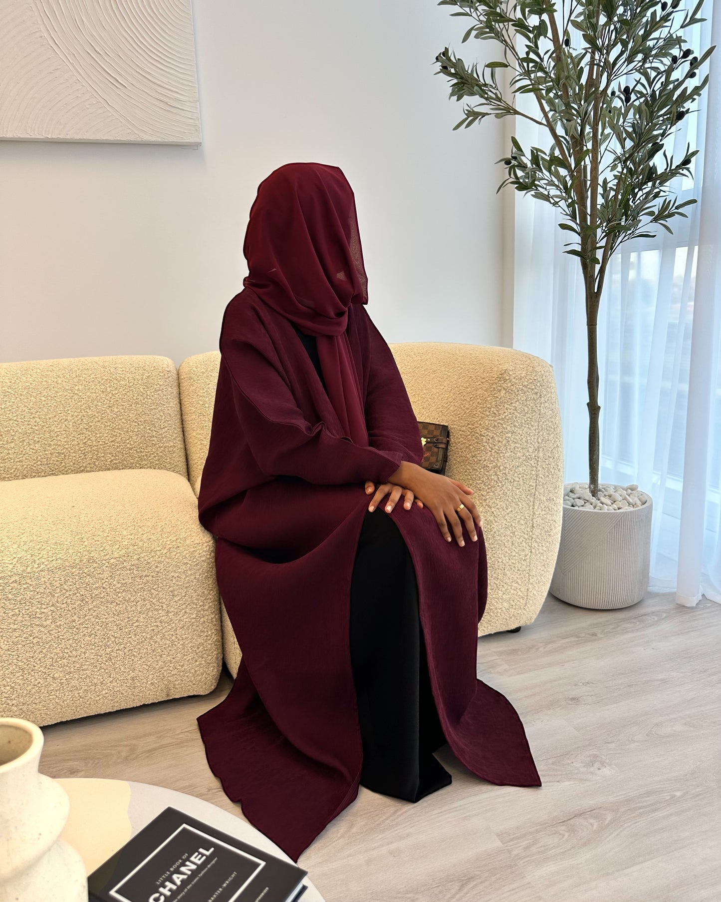 The Burgundy Elegance Abaya Set