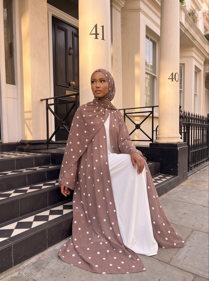 Mocha Taupe Polka Abaya Set