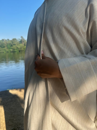 Golden Whisper Linen Kimono Abaya